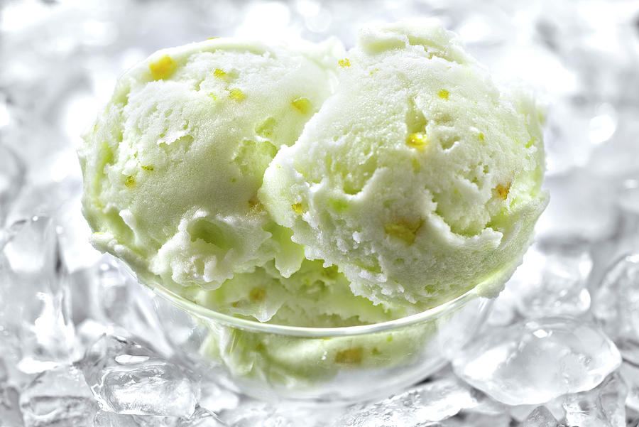 Boule De Glace Au Citron Vert Scoops Of Lime Ice Cream Photograph by Studio Photocuisine Pixels