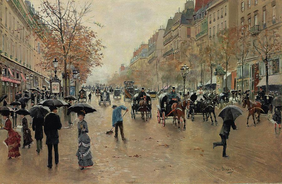 Boulevard Poissonniere En Automne Painting by Jean Beraud Boulevard Poissonniere En Automne Painting by Jean Beraud