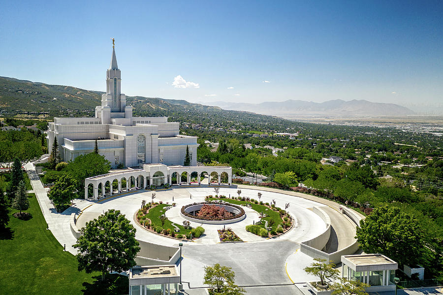 Bountiful LDS Temple Aerial Photograph by Dave Koch