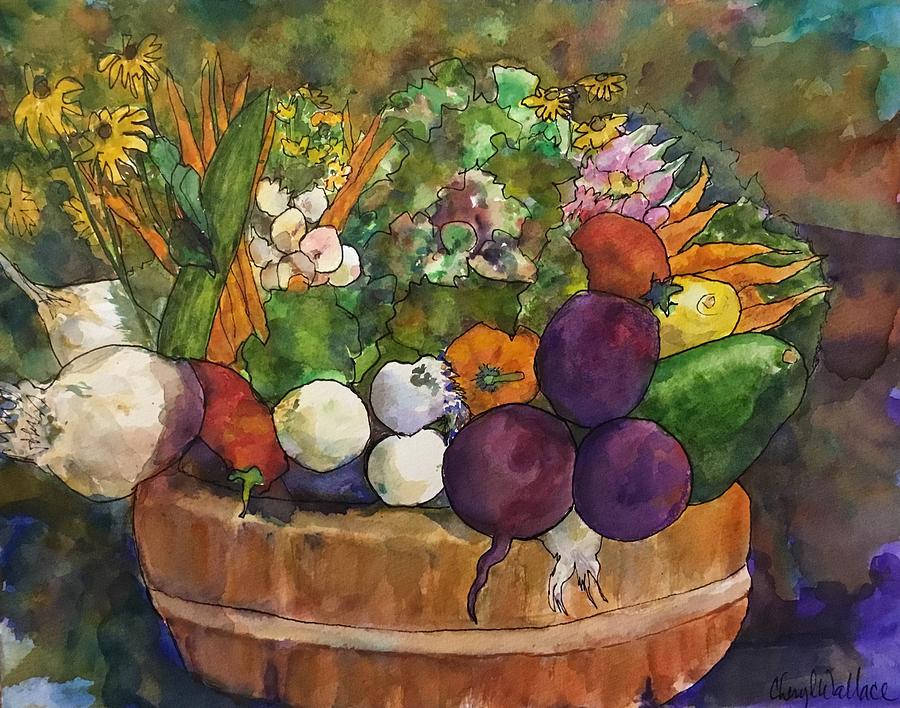 Bounty in a Basket Painting by Cheryl Wallace