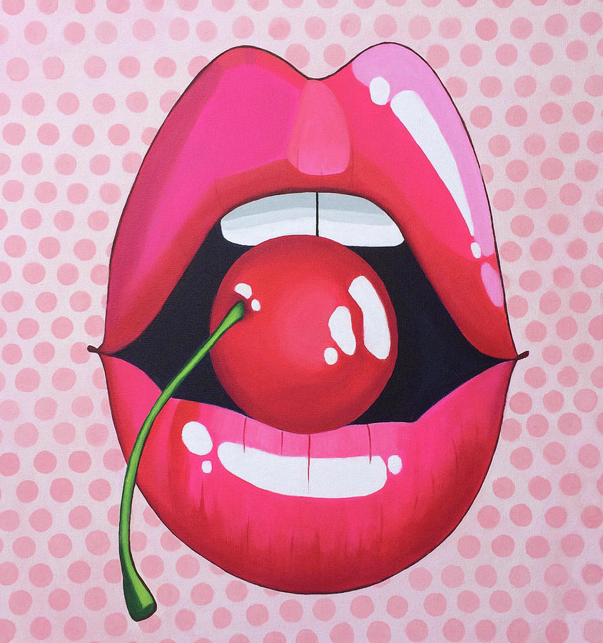 Lips and Cherry Painting by Emma Kurosh - Fine Art America