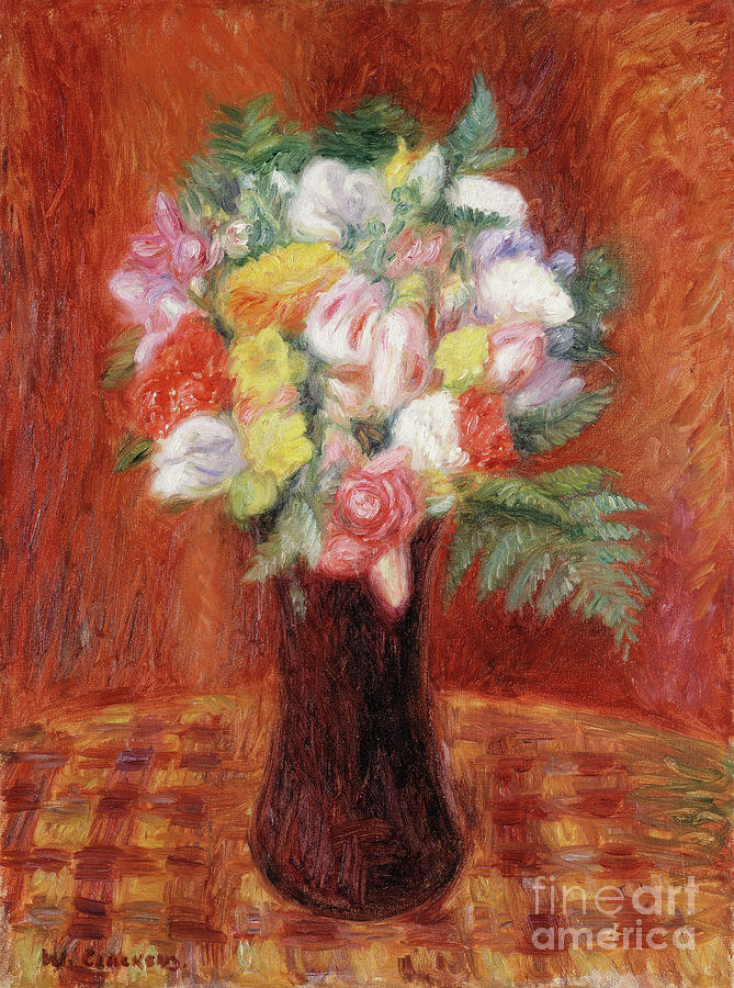 Bouquet In Purple Vase Painting by William James Glackens