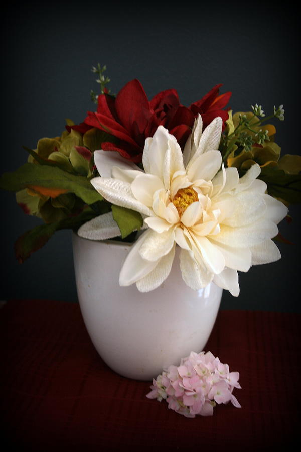 Still Life Photograph - Bouquet In White Vase by Kay Novy