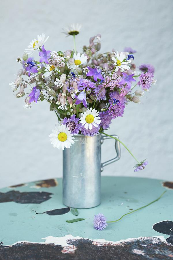 Bouquet Made Of Daisies, Purple Bellflowers And Wild Flowers Photograph by Heidi Frhlich