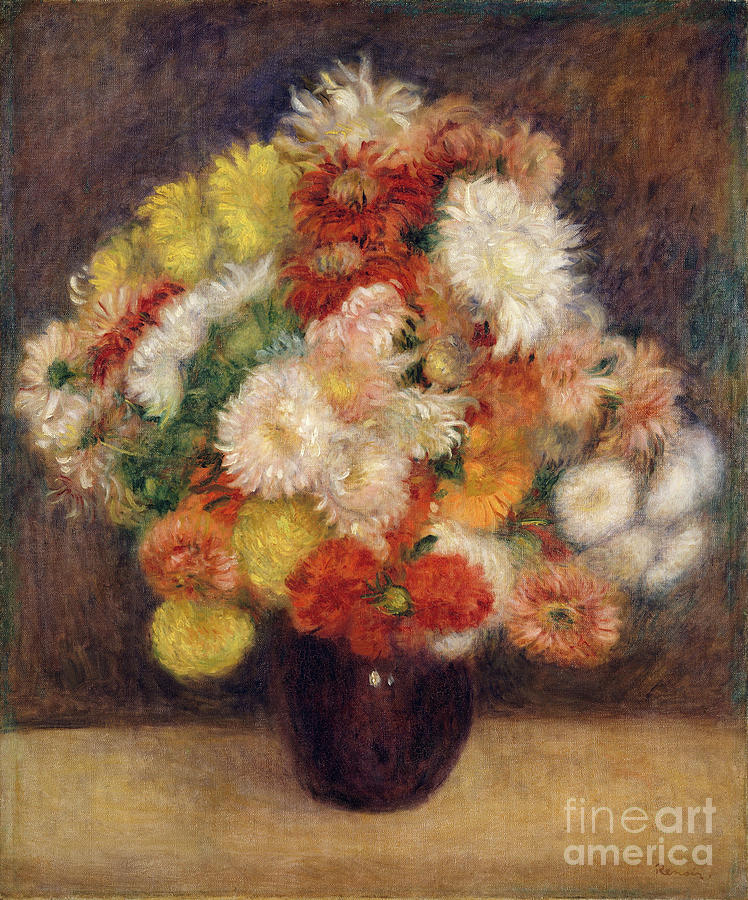 Bouquet Of Chrysanthemums Drawing by Heritage Images