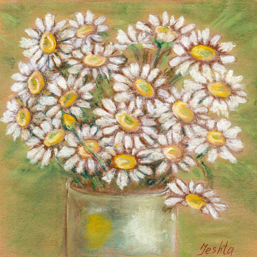 Still life with vase with chamomile flowers. Daisy flowers bouquet