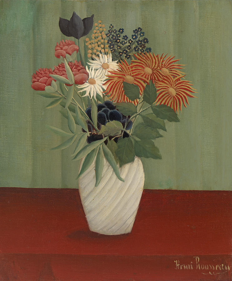 Bouquet of Flowers with China Asters and Tokyos Painting by Henri Rousseau