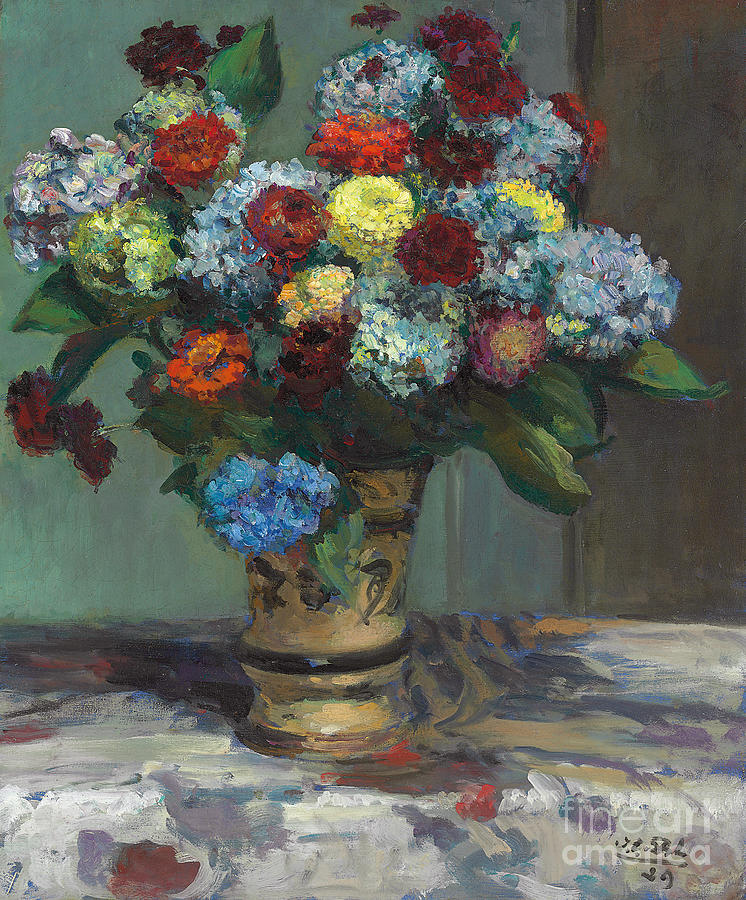 Jacques Emile Blanche Painting - Bouquet Of Hydrangeas, 1929 by Jacques-emile Blanche