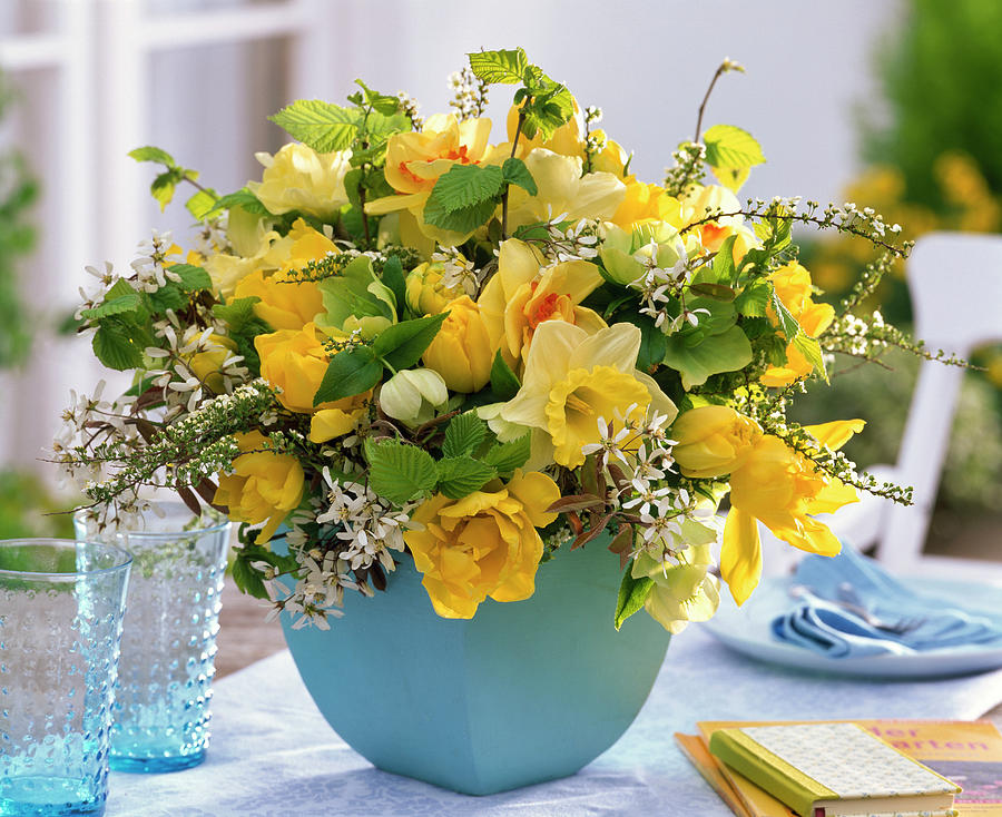 Bouquet Of Narcissus, Amelanchier, Spiraea Photograph by Friedrich ...