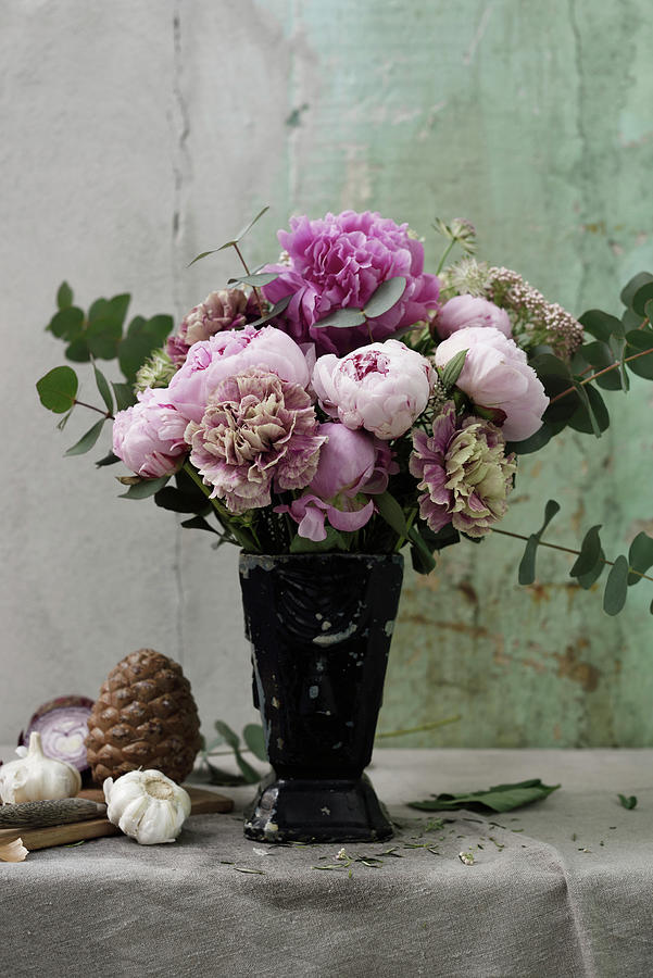 Bouquet Of Peonies And Eucalyptus Photograph by Diana Lovring