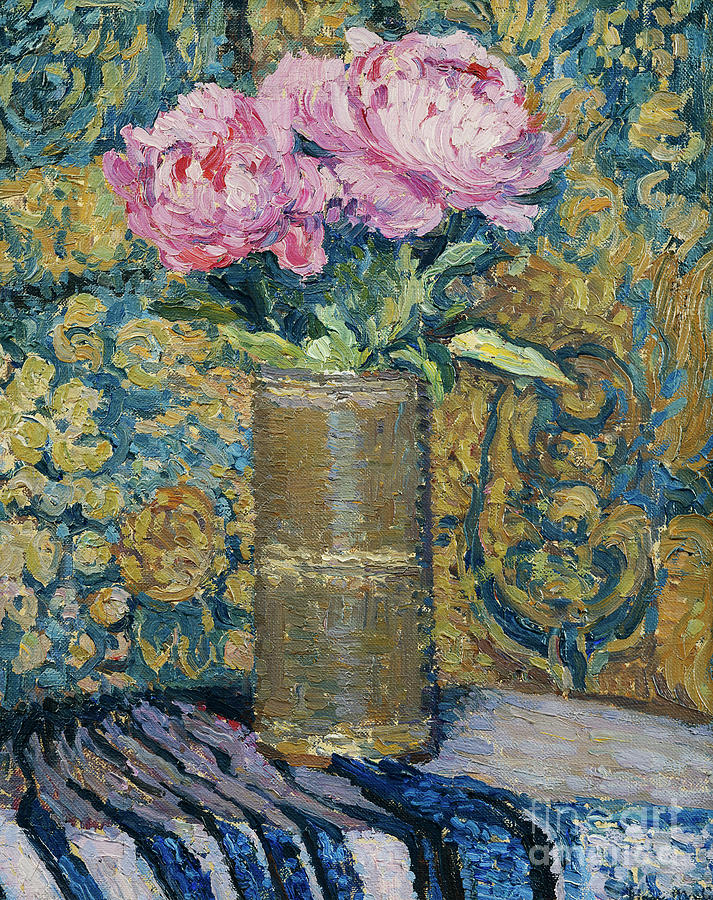 Henri Martin Painting - Bouquet Of Peonies; Le Bouquet De Pivoines by Henri Martin