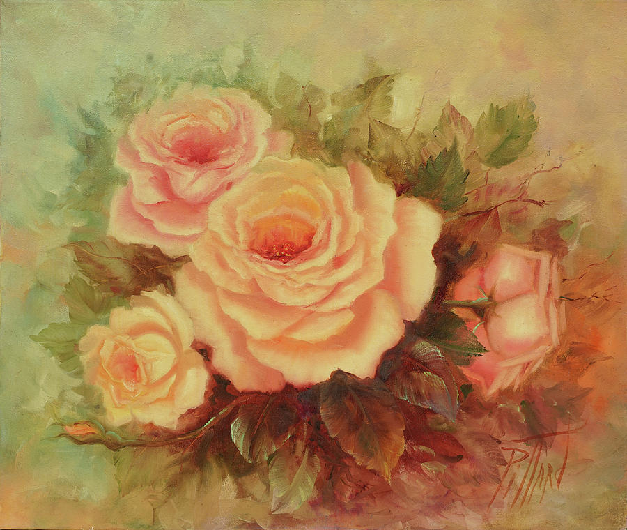 Cluster of Soft Pink Roses. Painting by Lynne Pittard