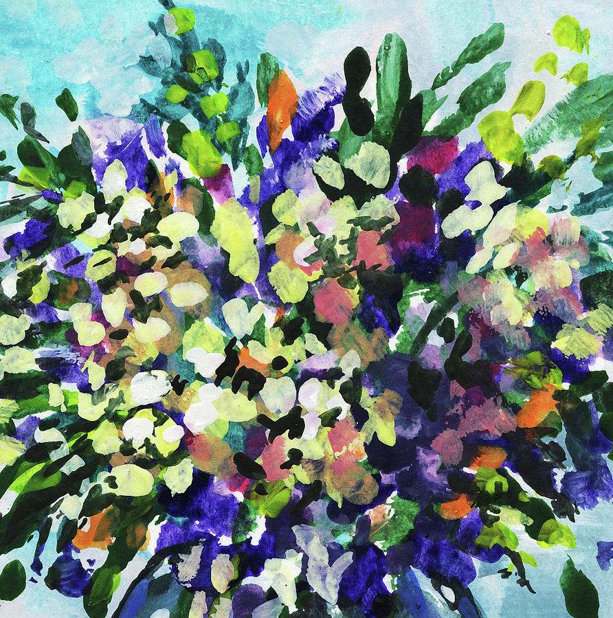 Bouquet Wildflowers Splash Floral Impressionism  Painting by Irina Sztukowski