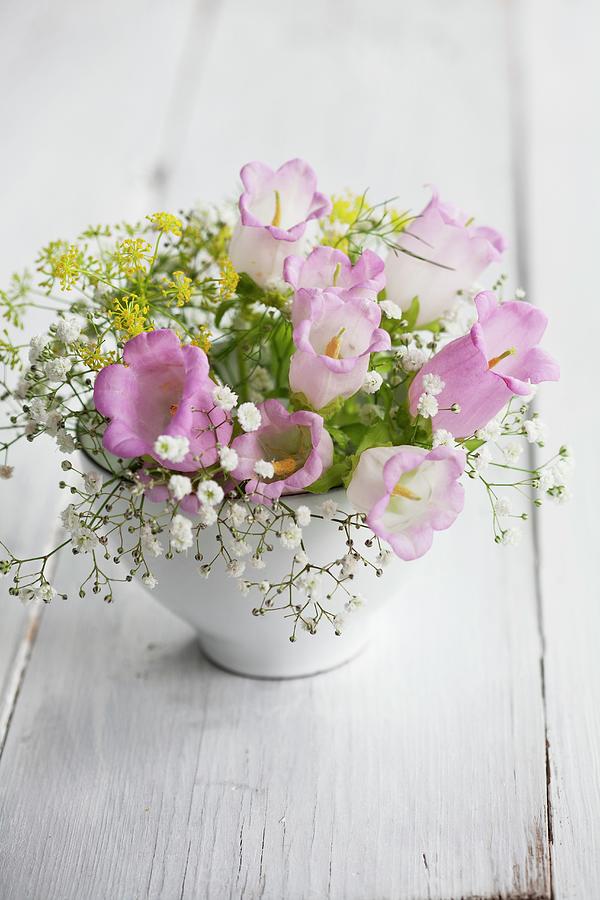 Bouquet With Bell Flowers, Babys Breath And Fennel Flowers Photograph by Martina Schindler