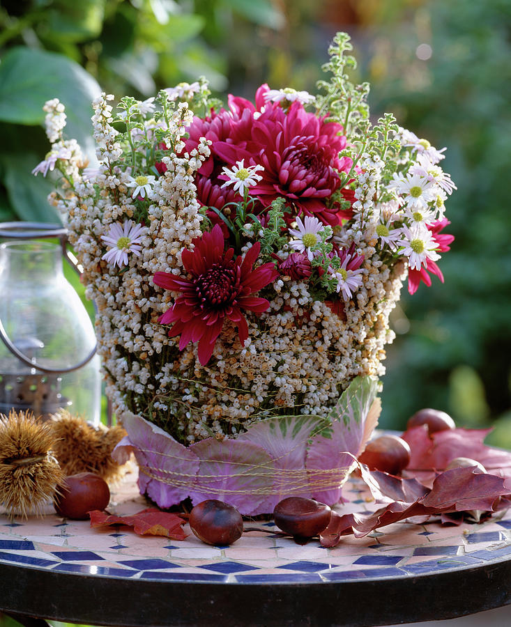 Bouquet With Dendranthema, Autumn Chrysanthemum, Aster And September Herb Photograph by Friedrich Strauss