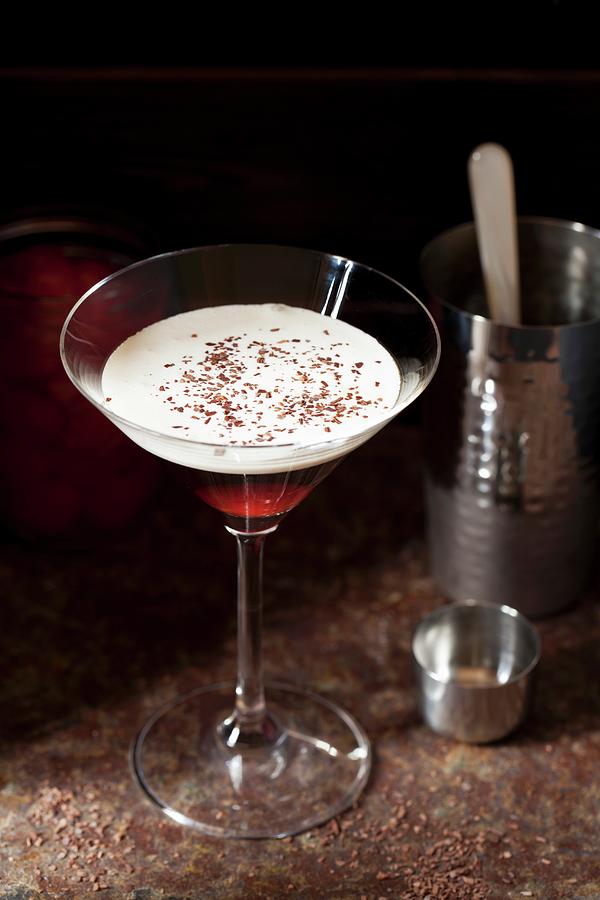 Bourbon Black Forest Martini Cocktail With Cream Float Photograph by Jane Saunders