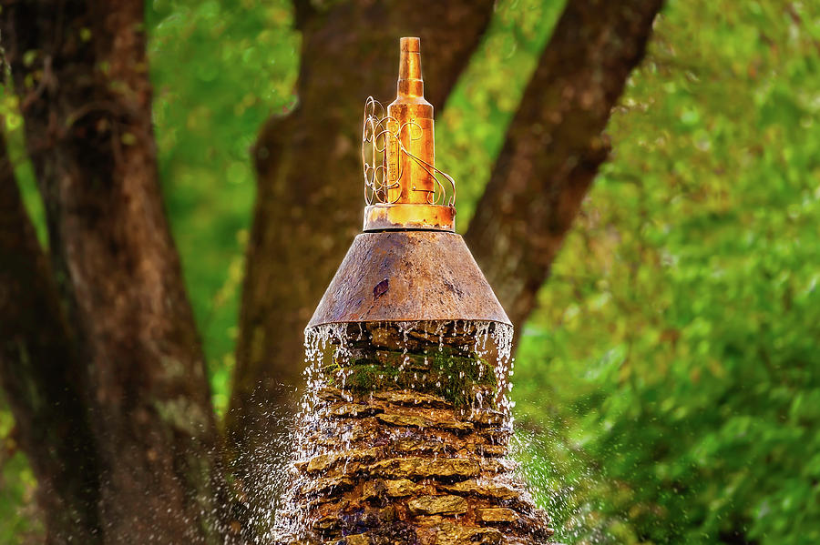 Bourbon Bottle Water Fountain  -  bourbonbottlewaterfountain136998 Photograph by Frank J Benz