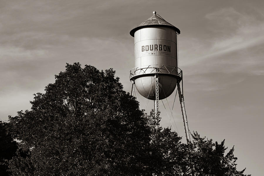 Bourbon Missouri Water Tank In Sepia - Route 66 Photograph