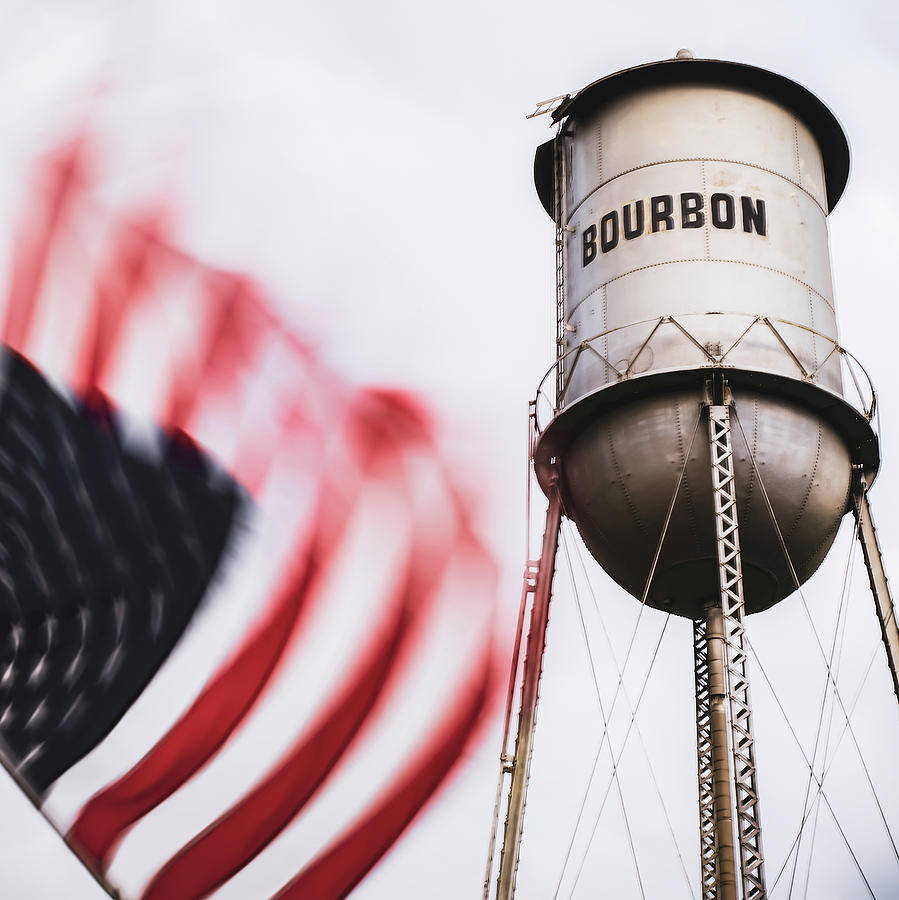 America Photograph - Bourbon Water Tower USA Vintage - 1x1 by Gregory Ballos