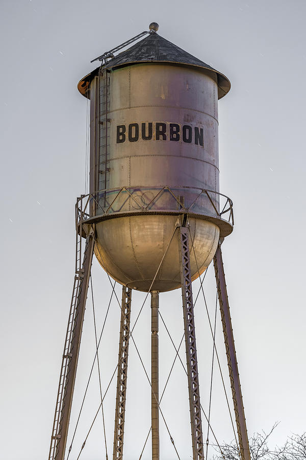 Bourbon Water Tower Vintage Decor - Vertical Format Photograph