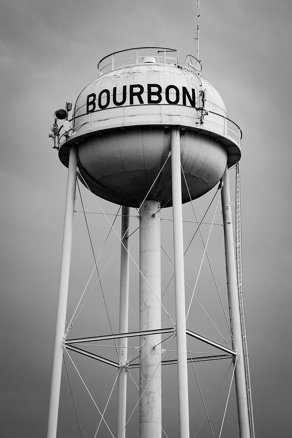 Vintage Photograph - Bourbon Whiskey Black and White Water Tower by Gregory Ballos