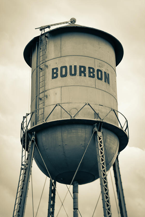 Vintage Photograph - Bourbon Whiskey Old Water Tower - Sepia Edition by Gregory Ballos