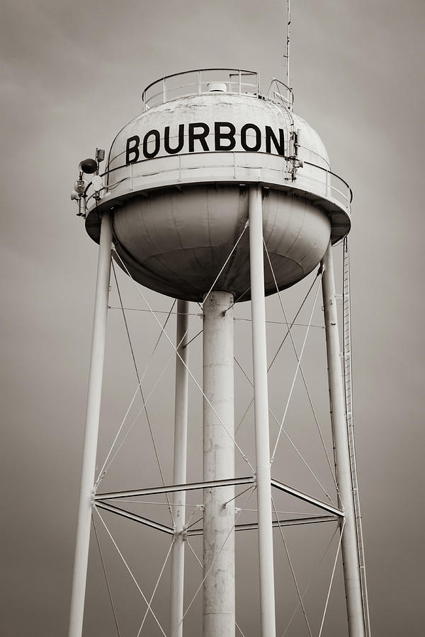 Vintage Photograph - Bourbon Whiskey Sepia Water Tower by Gregory Ballos