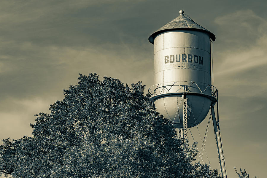 Bourbon Whiskey Water Tower In Sepia Light Photograph