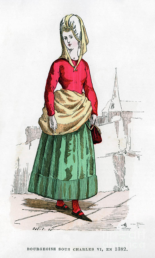 Portrait Drawing - Bourgeoise In Costume Of The Time by Print Collector