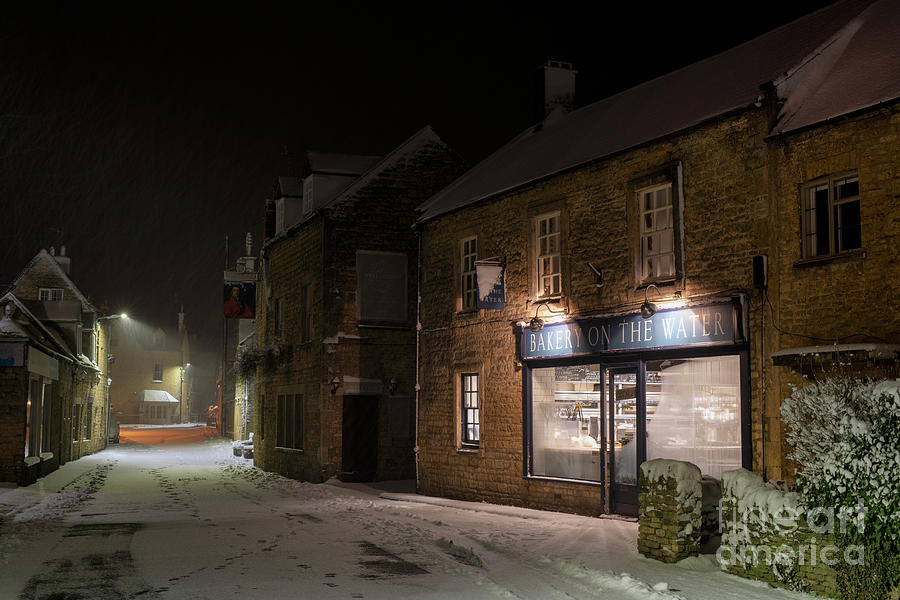 Bourton on the Water at Night in the January Snow  Photograph by Tim Gainey