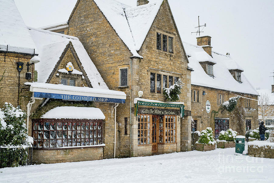 Bourton on the Water High Street in the Snow Photograph by Tim Gainey