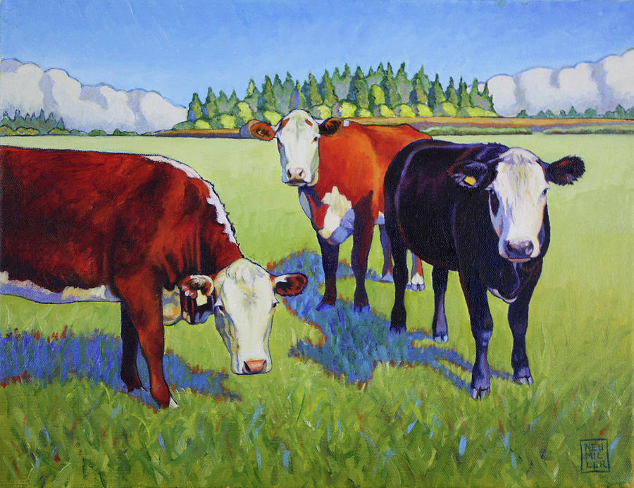Bovine Buddies Painting by Stacey Neumiller