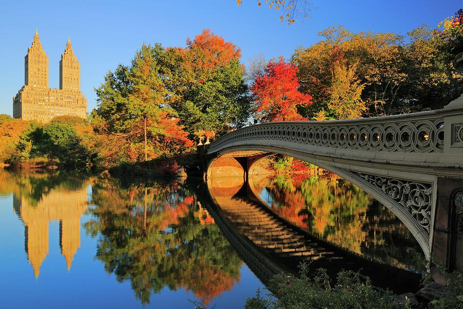 Bow Bridge In Central Park, Nyc Digital Art by Riccardo Spila