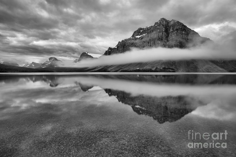 Bow Lake Before Dawn Black And White Photograph by Adam Jewell