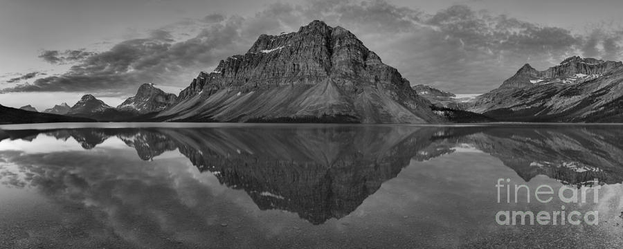 Bow Lake Dawn Giant Panorama Black And White Photograph by Adam Jewell