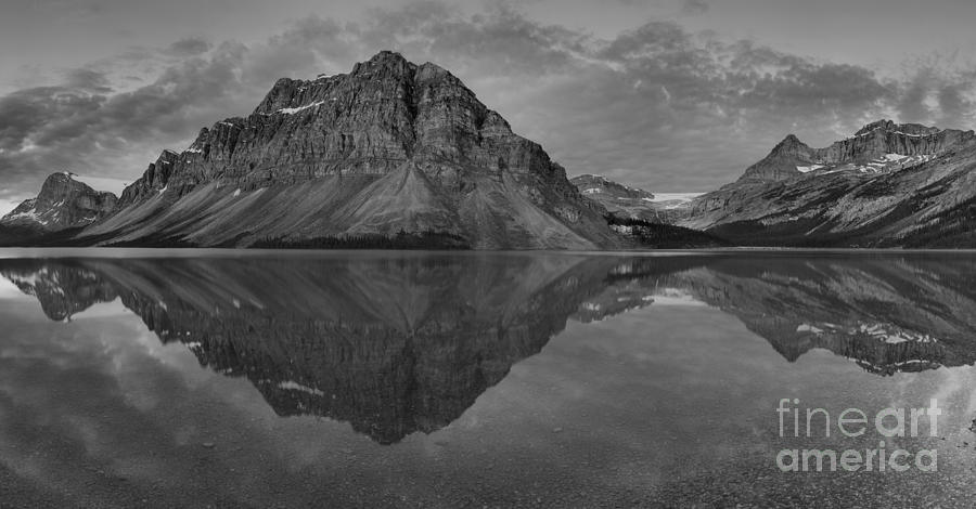 Bow Lake Down Panorama Black And White Photograph by Adam Jewell