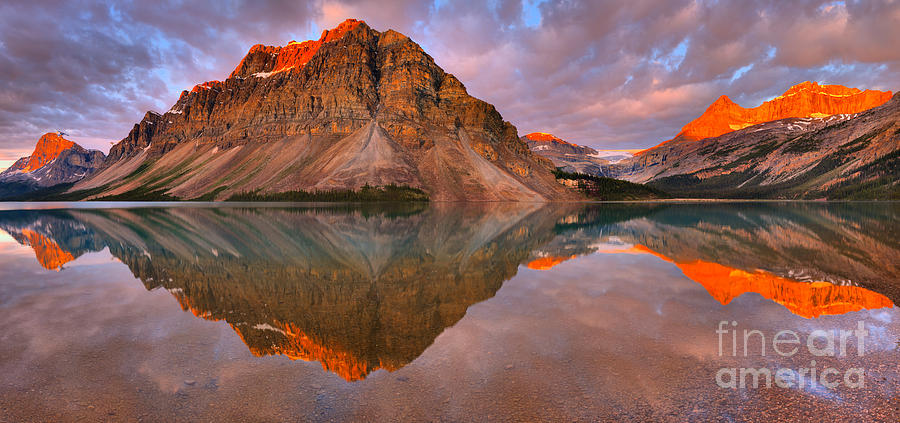 Bow Lake Red Peak Reflections Panorama Photograph by Adam Jewell