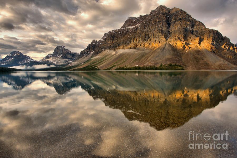 Bow Lake Stormy Summer Sunrise Reflections Photograph by Adam Jewell
