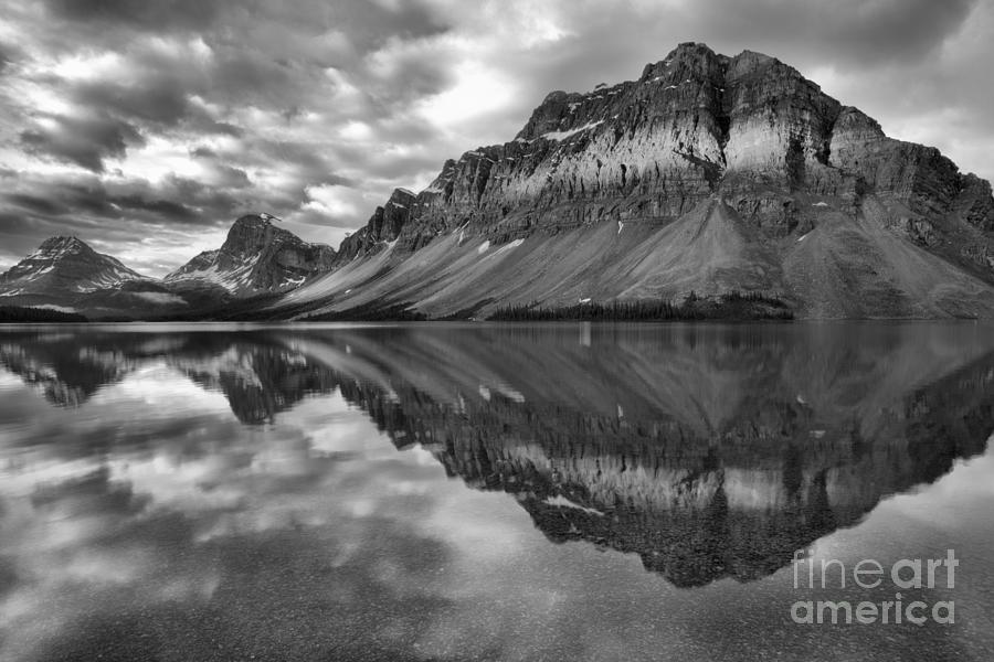 Bow Lake Summer Sunrise Band Black And White Photograph by Adam Jewell
