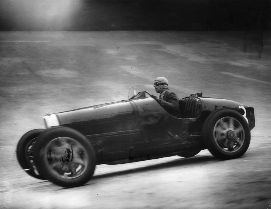 Bowes In A Bugatti Photograph by J. A. Hampton