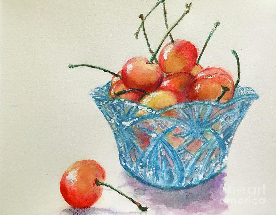 Bowl of Cherries  Painting by Lavender Liu