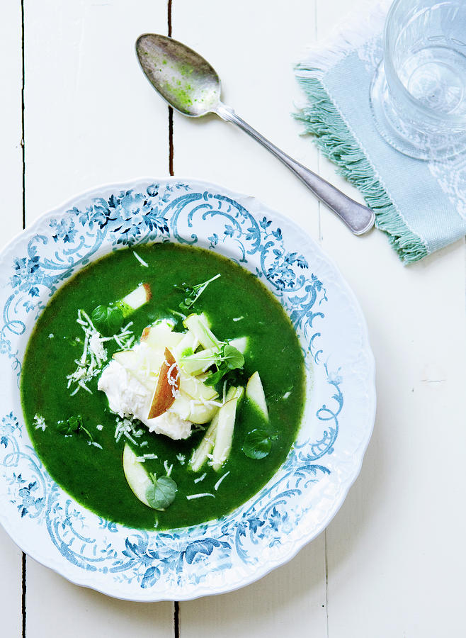 Bowl Of Fish And Pea Soup Photograph by Line Klein