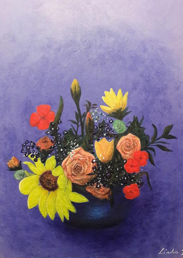 Bowl of Flowers Painting by Linda Doherty