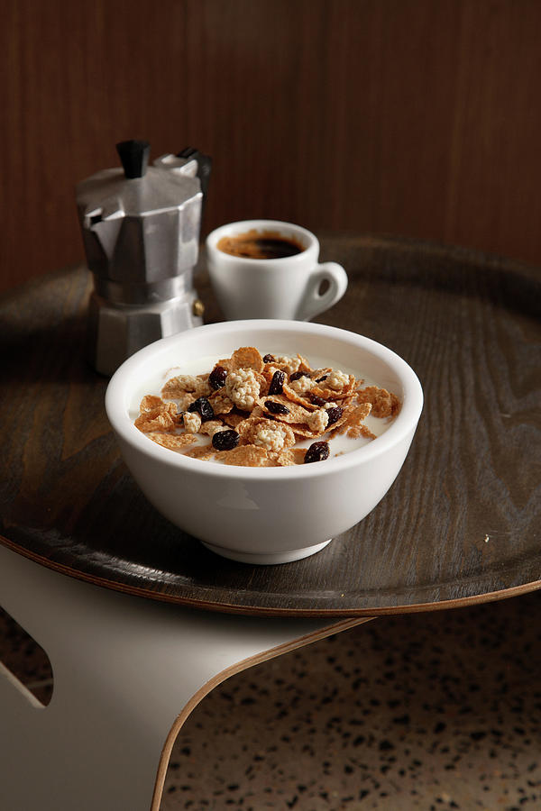 Still Life Digital Art - Bowl Of Granola With Cup Of Coffee by Brett Stevens