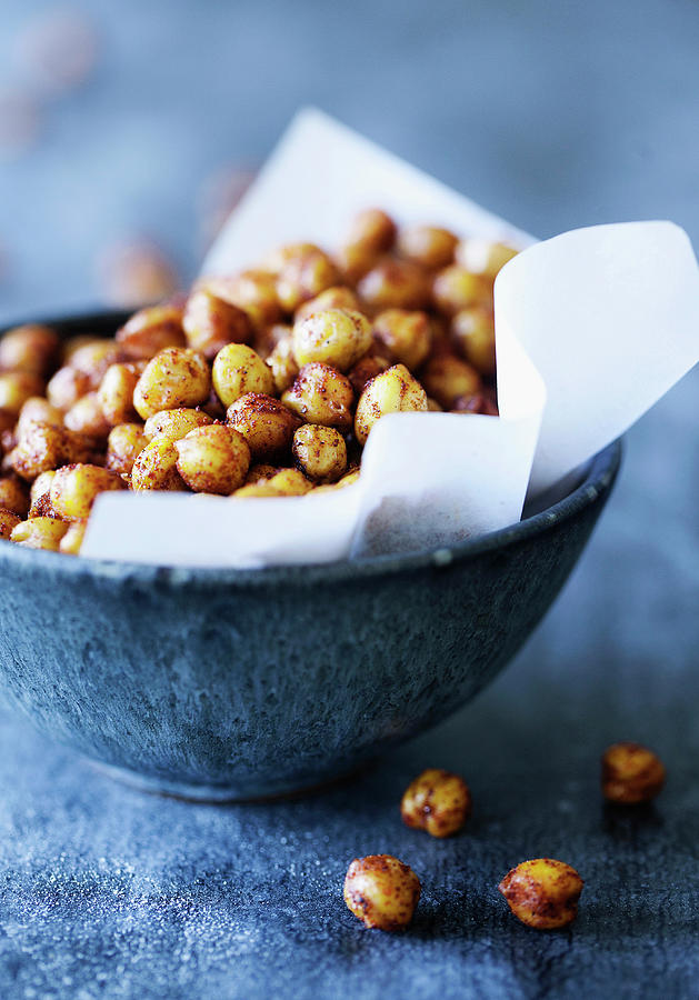 Bowl Of Spicy Chickpeas Photograph by Line Klein