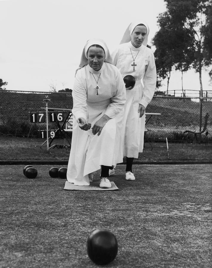 Bowling Nuns Photograph by Keystone