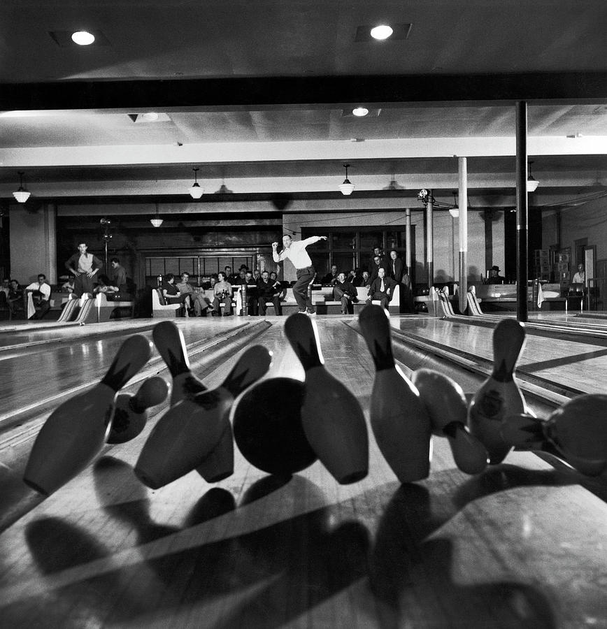 Sports Photograph - Bowling Strike by Ralph Morse