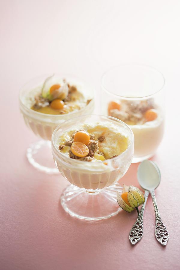 Bowls Of Desserts Made With Physalis Photograph by Great Stock!