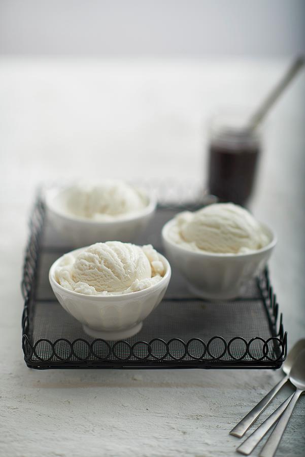 Bowls Of Vanilla Ice Cream On A Tray Photograph by Yehia Asem El Alaily