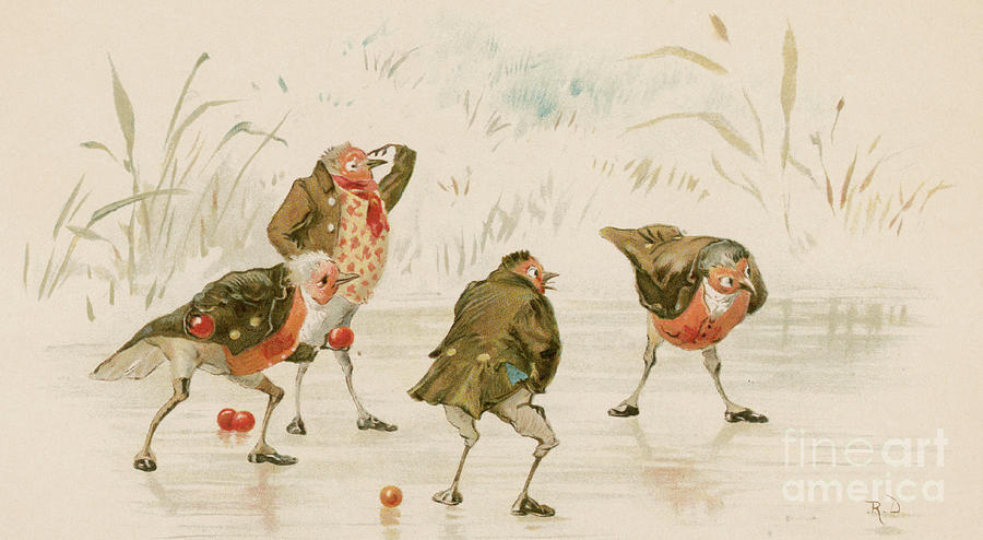 Robin Drawing - Bowls on the Ice by Robert Dudley